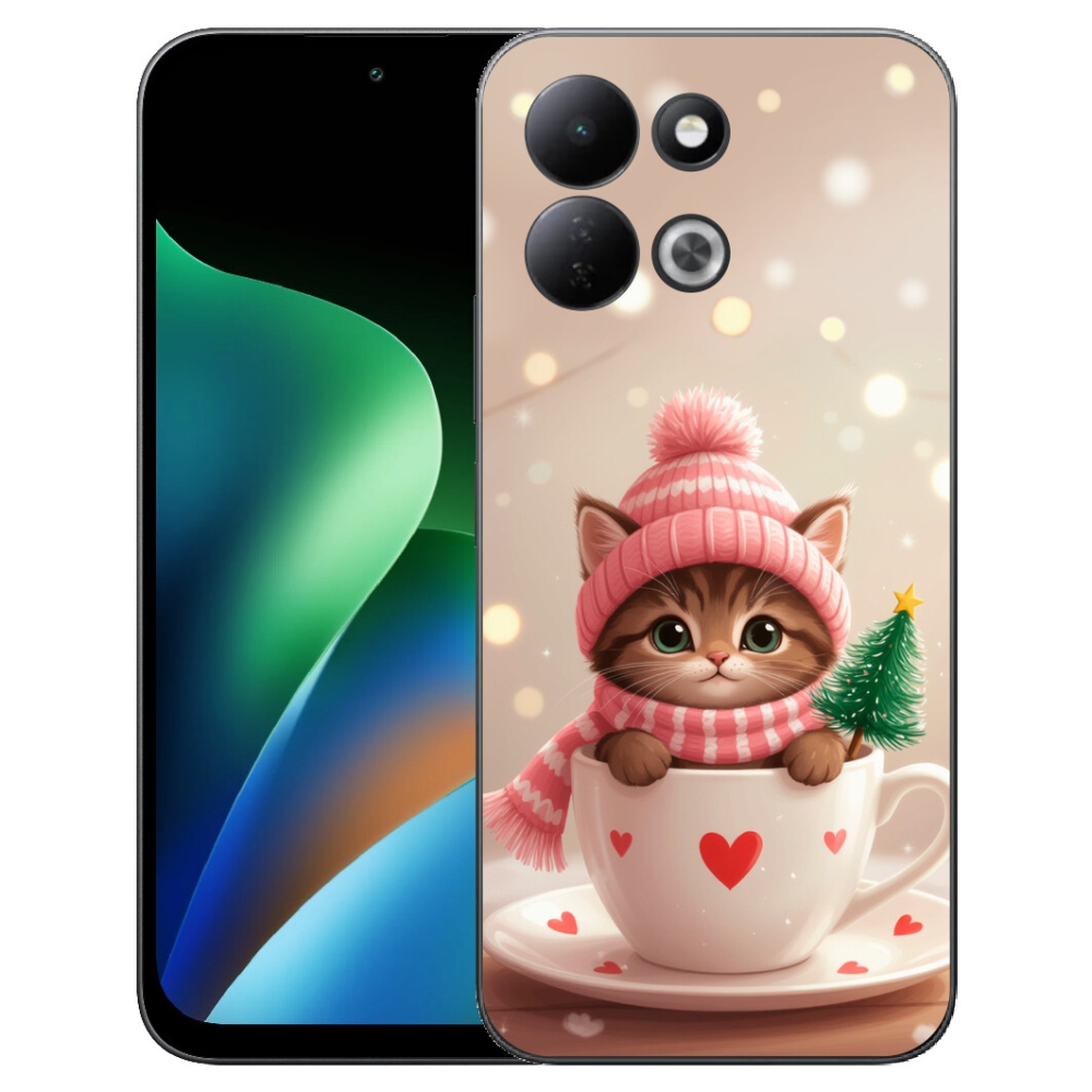 mmCase géltok a Xiaomi Redmi 17 4G/5G-hez – karácsonyi cica egy csészében
