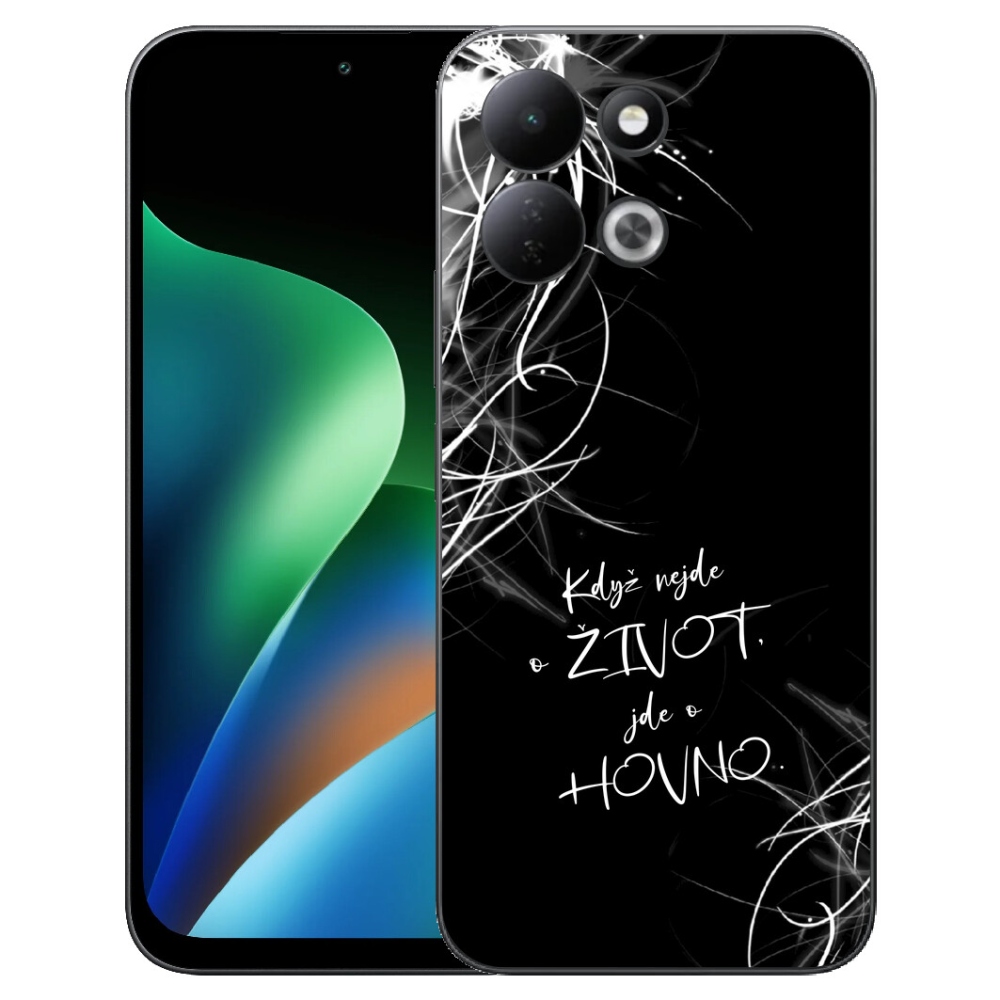 mmCase géltok a Xiaomi Redmi 17 4G/5G-hez – vicces felirat, 16, fekete háttér