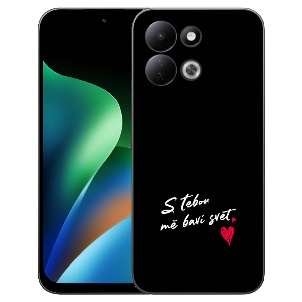 mmCase géltok a Xiaomi Redmi 17 4G/5G-hez – „In Love” felirat 1, fekete háttérrel