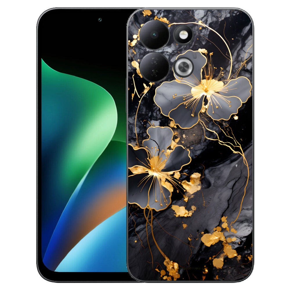 mmCase gél tok a Xiaomi Redmi 17 4G/5G-hez – arany virágok