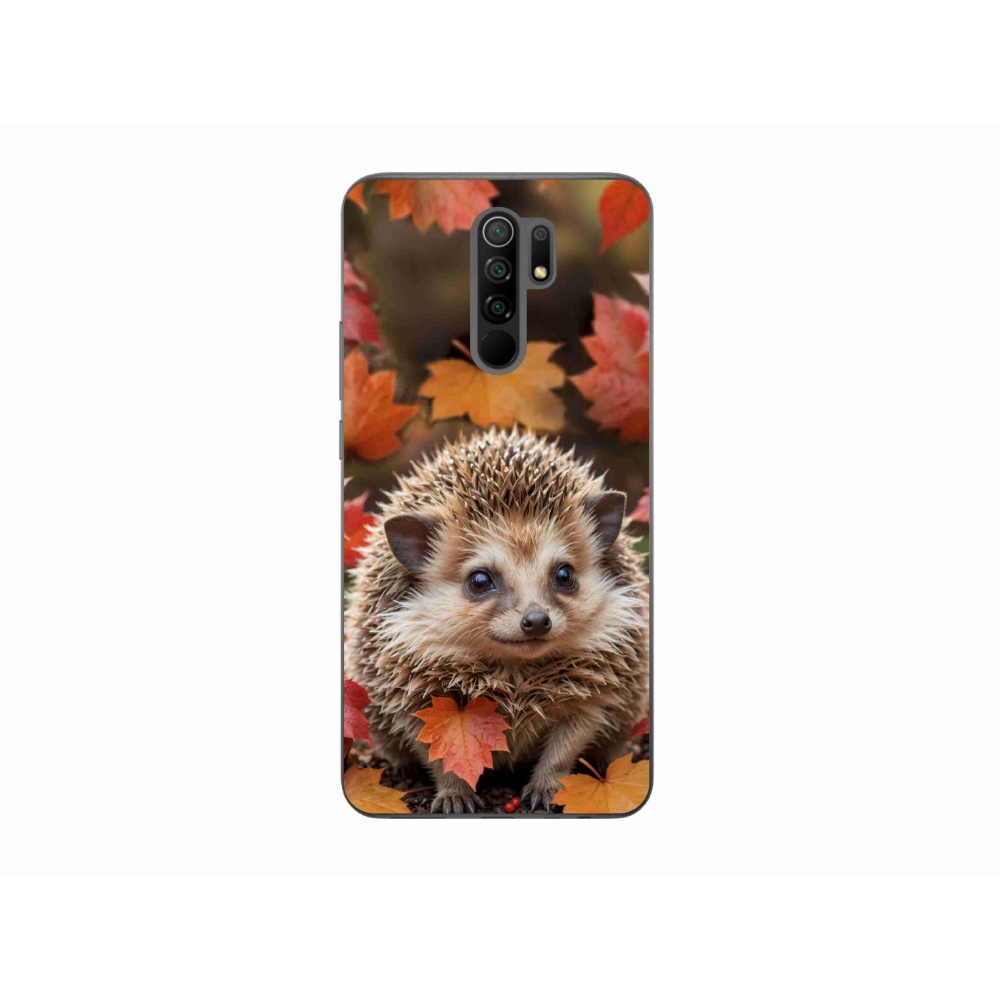 Gél borító mmCase a Xiaomi Redmi 9-hez - sün a levelekben