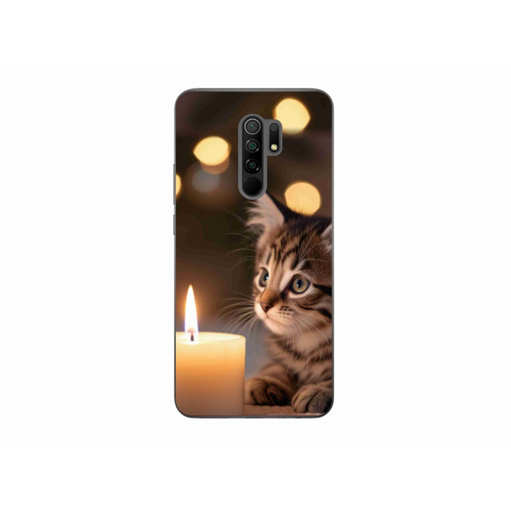Gél borító mmCase a Xiaomi Redmi 9-hez - cica és gyertya