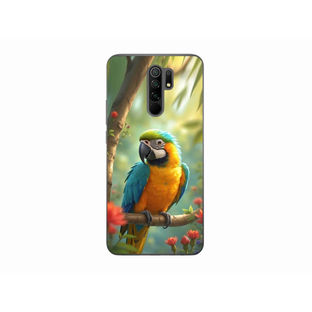 Gél borítás mmCase a Xiaomi Redmi 9-hez - papagáj ara kék és sárga