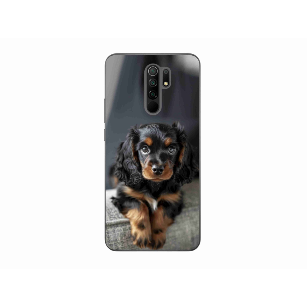 Gél borító mmCase a Xiaomi Redmi 9-hez - aranyos hosszú szőrű tacskó