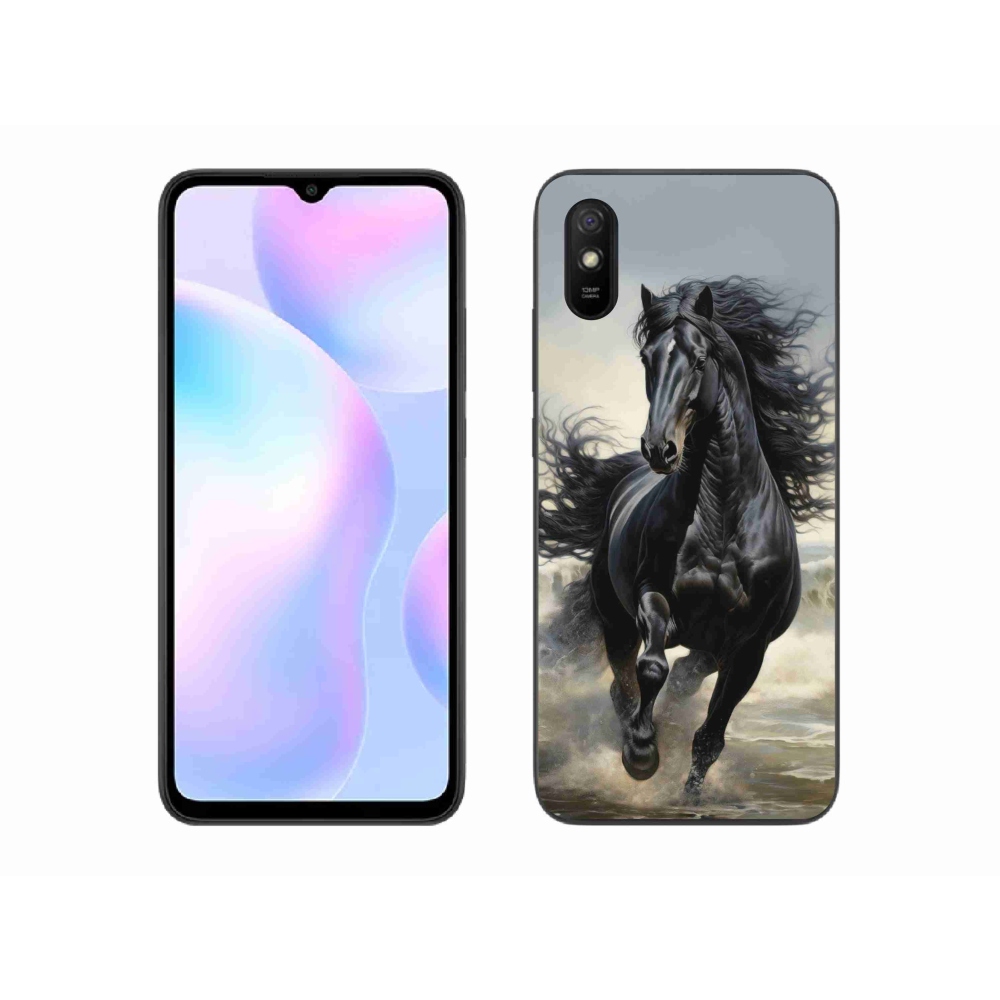 Gél borítás mmCase a Xiaomi Redmi 9A - futó fekete lóhoz