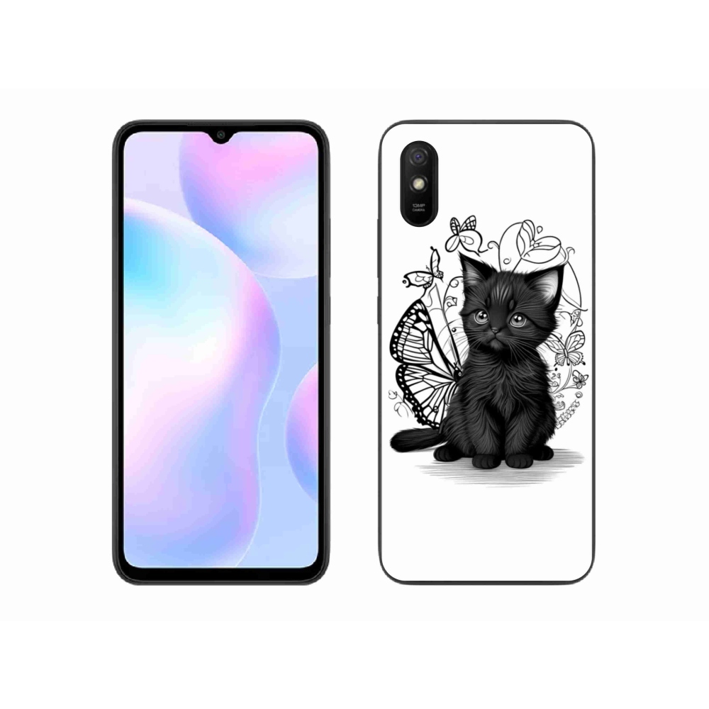 Gél borítás mmCase a Xiaomi Redmi 9A számára - fekete cica