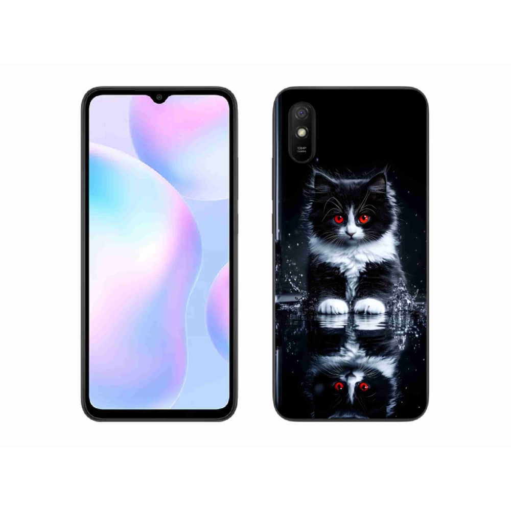 Gél borítás mmCase a Xiaomi Redmi 9A számára - fekete és fehér cica