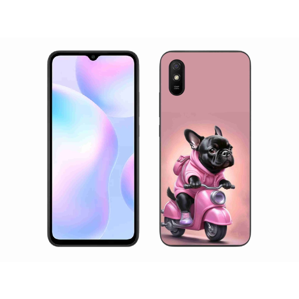 Gél borítás mmCase a Xiaomi Redmi 9A számára - francia bulldog egy robogón