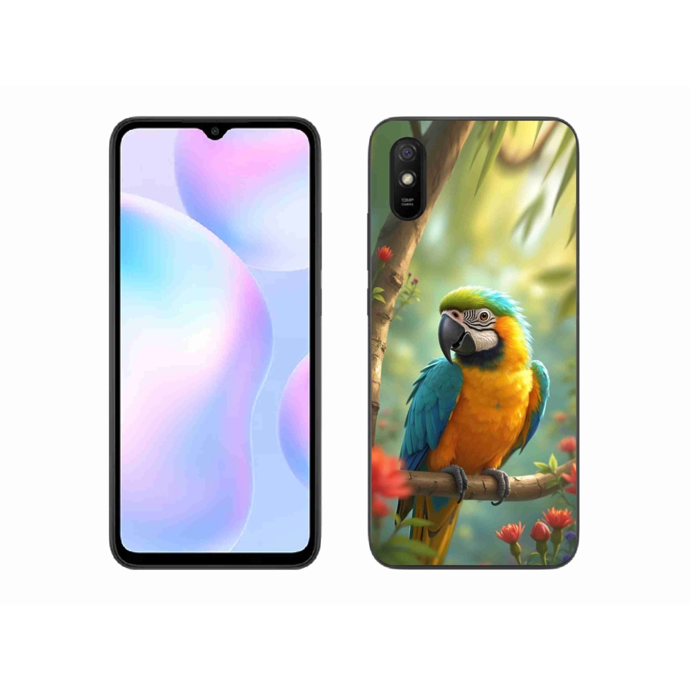 Gél borító mmCase a Xiaomi Redmi 9A - papagáj ara kék és sárga