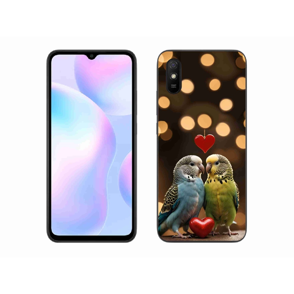 Gél borítás mmCase a Xiaomi Redmi 9A számára - szerelmes papagájok