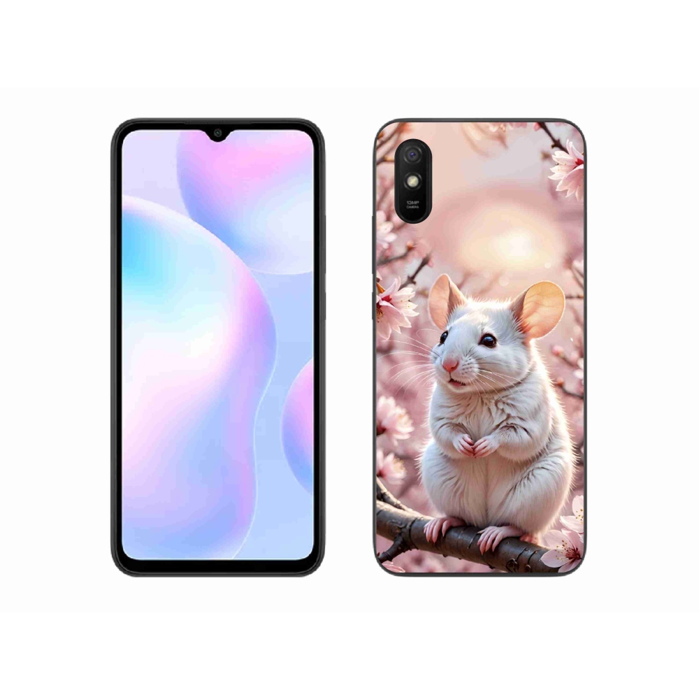 Gél borító mmCase a Xiaomi Redmi 9AT-hoz - fehér egér az ágon