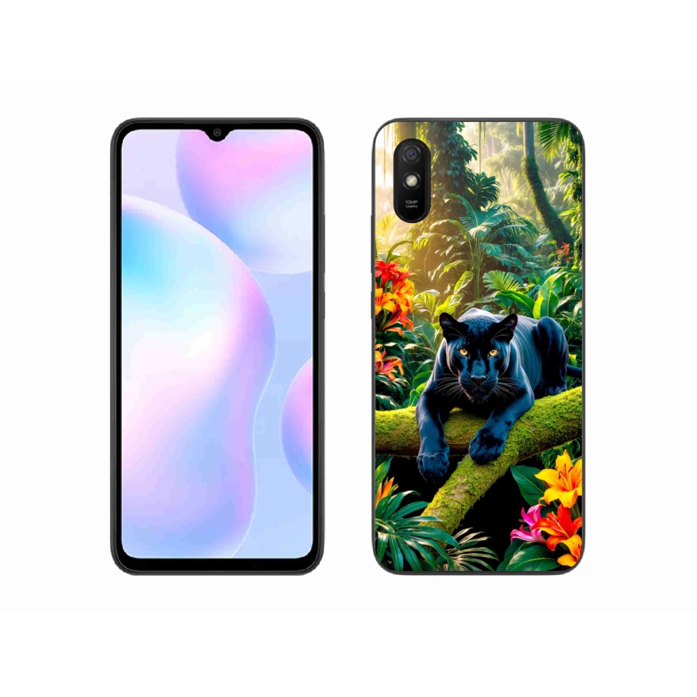 Gél borítás mmCase a Xiaomi Redmi 9AT-hoz - fekete párduc a dzsungelben