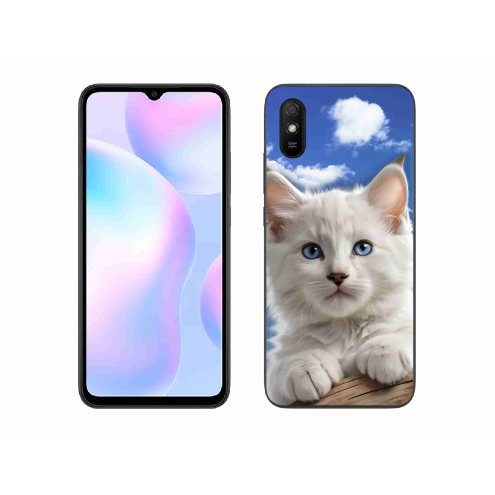 Gél borító mmCase a Xiaomi Redmi 9AT-hoz - cica és felhők