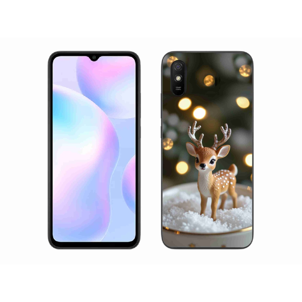 Gél borító mmCase a Xiaomi Redmi 9AT számára - aranyos karácsonyi szarvasok