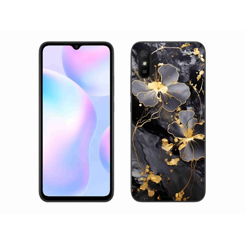 Gél borítás mmCase a Xiaomi Redmi 9AT-hoz - arany virágok