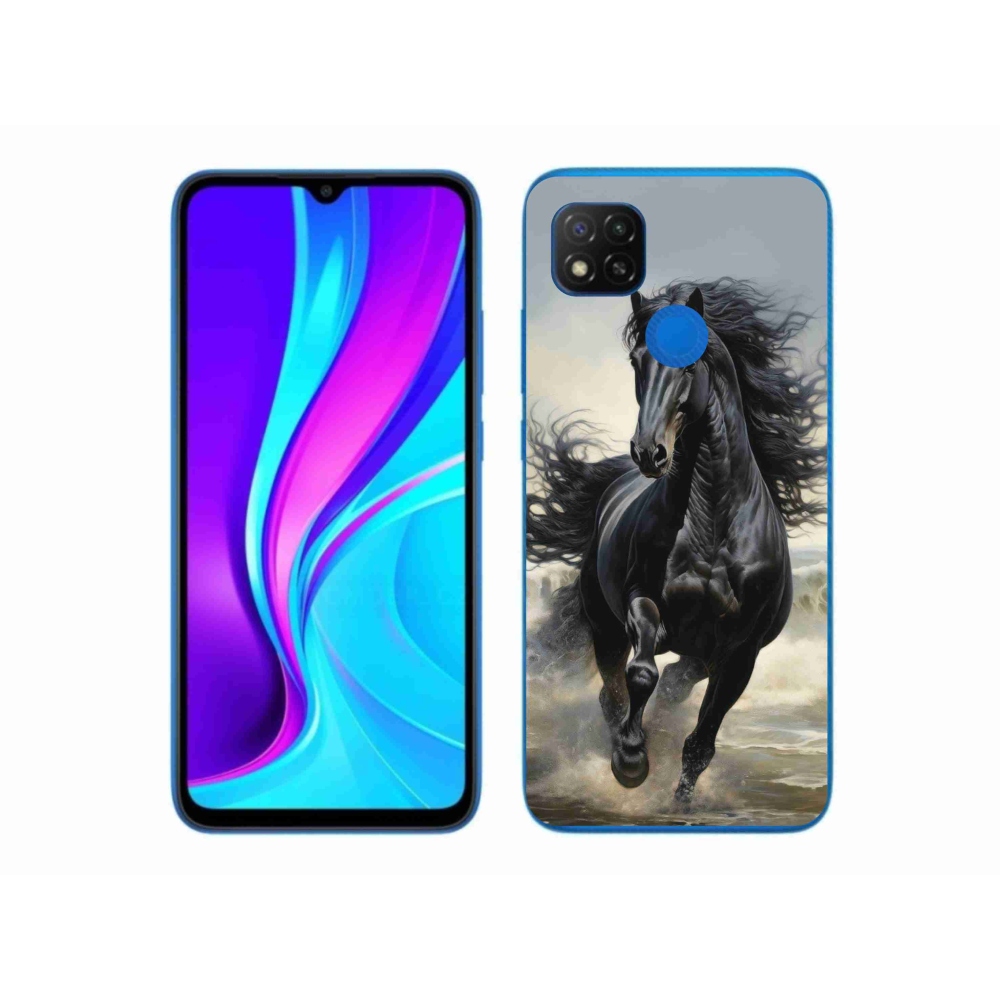 Gél borítás mmCase a Xiaomi Redmi 9C-hez - fekete ló futás