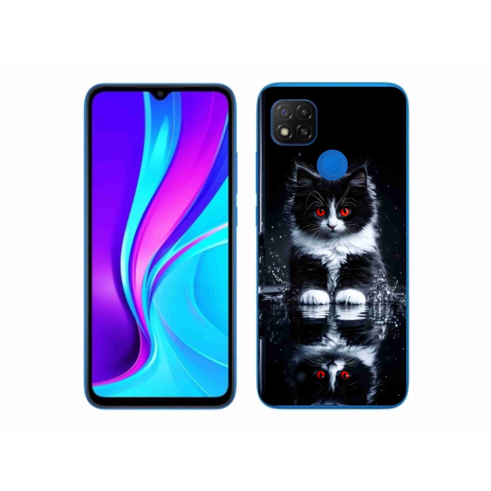 Gél borítás mmCase a Xiaomi Redmi 9C-hez - fekete és fehér cica