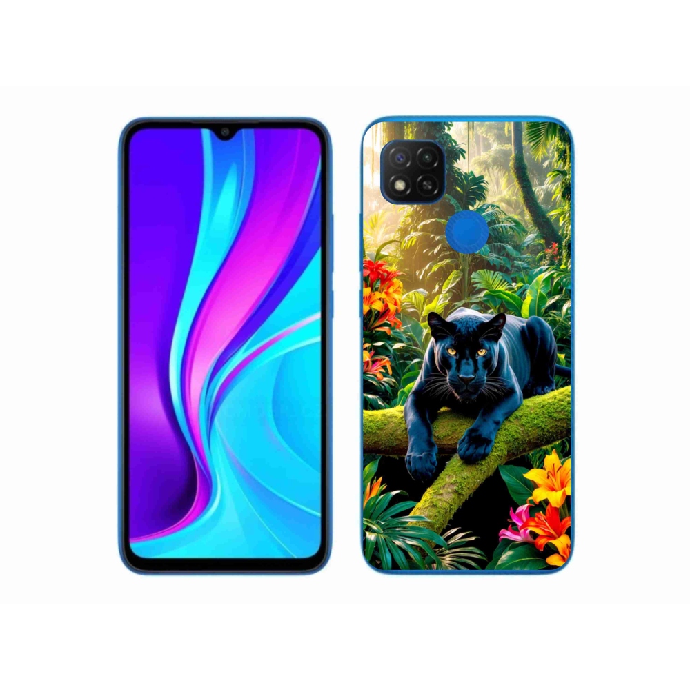 Gél borítás mmCase a Xiaomi Redmi 9C-hez - fekete párduc a dzsungelben