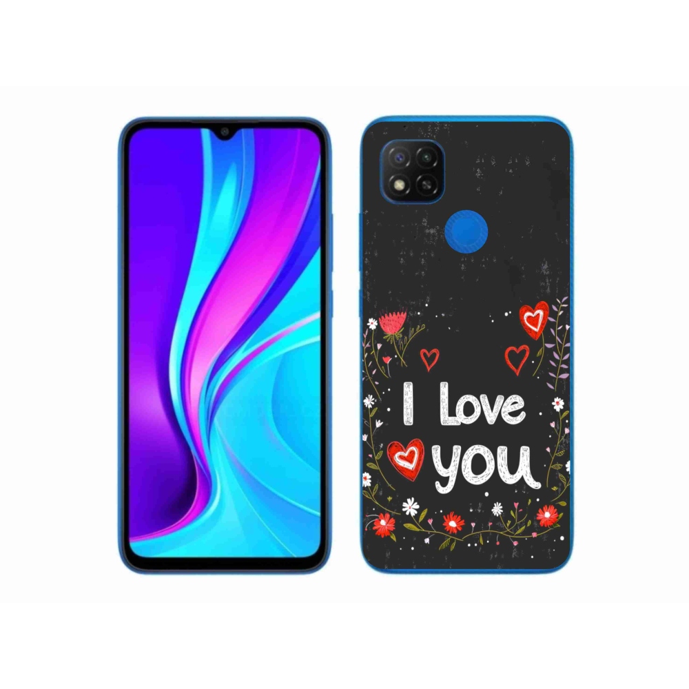 Gél borító mmCase a Xiaomi Redmi 9C-hez - Szeretlek fekete háttérrel