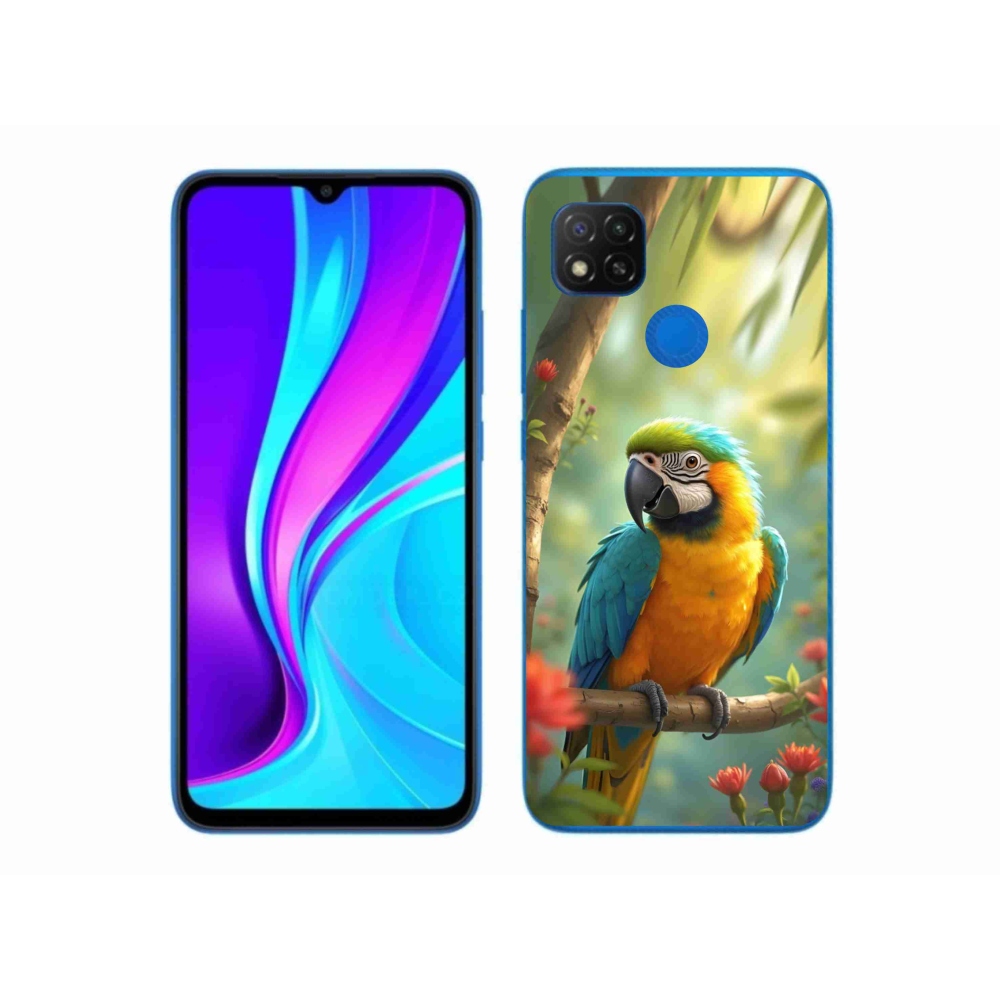 Gél borítás mmCase a Xiaomi Redmi 9C-hez - papagáj ara kék és sárga