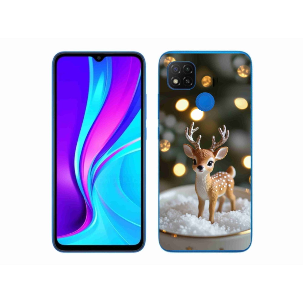 Gél borító mmCase a Xiaomi Redmi 9C-hez - aranyos karácsonyi szarvasok