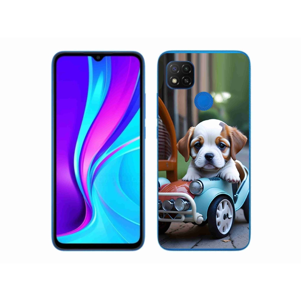 Gél borítás mmCase a Xiaomi Redmi 9C-hez - kiskutya a retro autóban