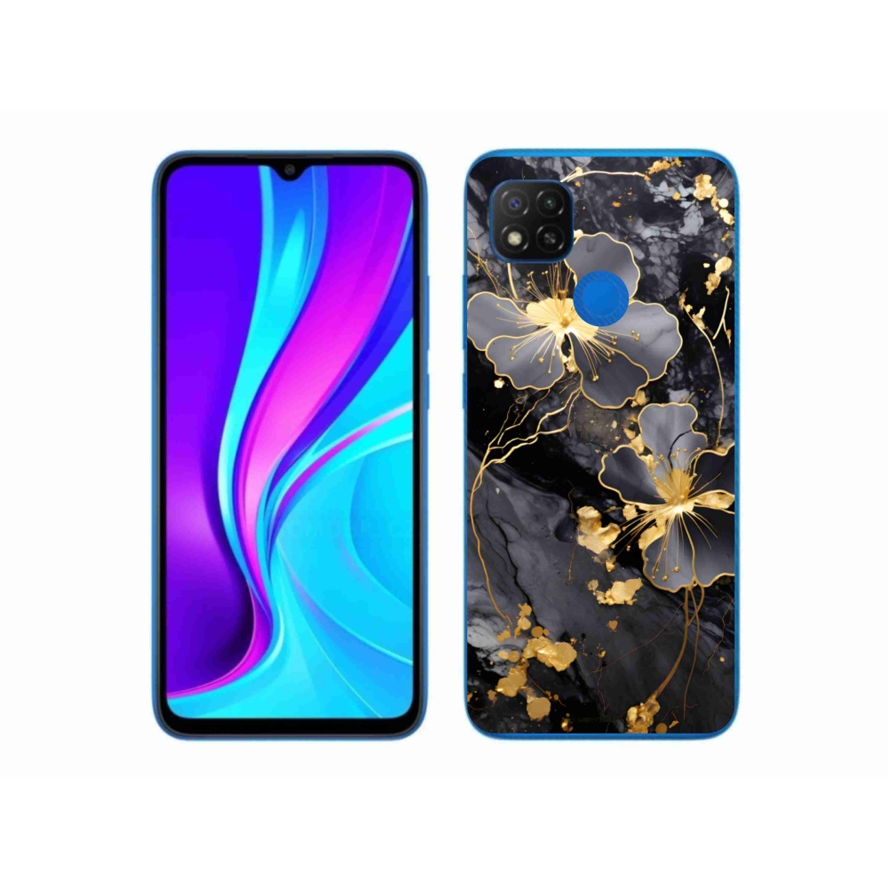 Gél borítás mmCase a Xiaomi Redmi 9C-hez - arany virágok