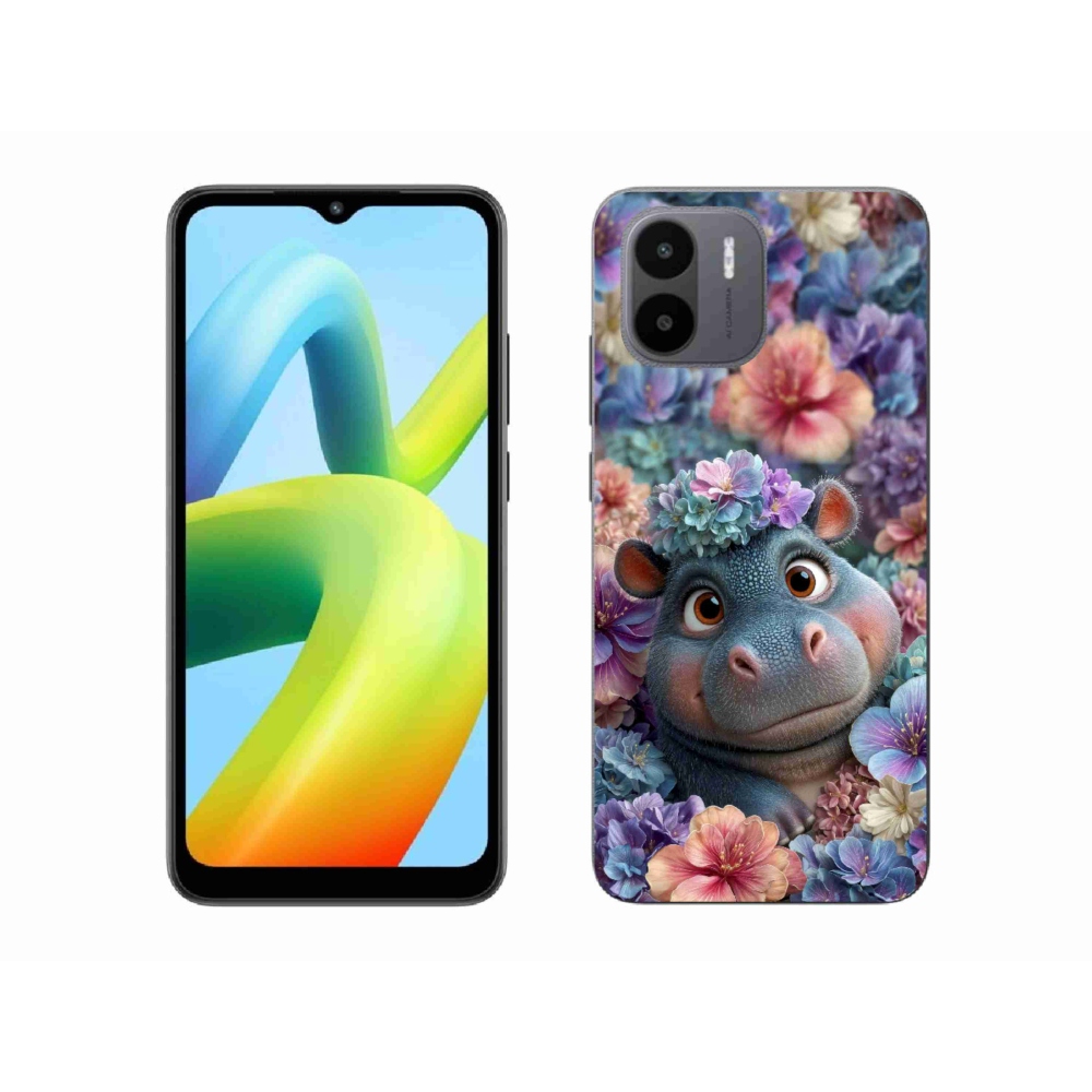 Gél borító mmCase a Xiaomi Redmi A1 4G-hez - víziló virágokban