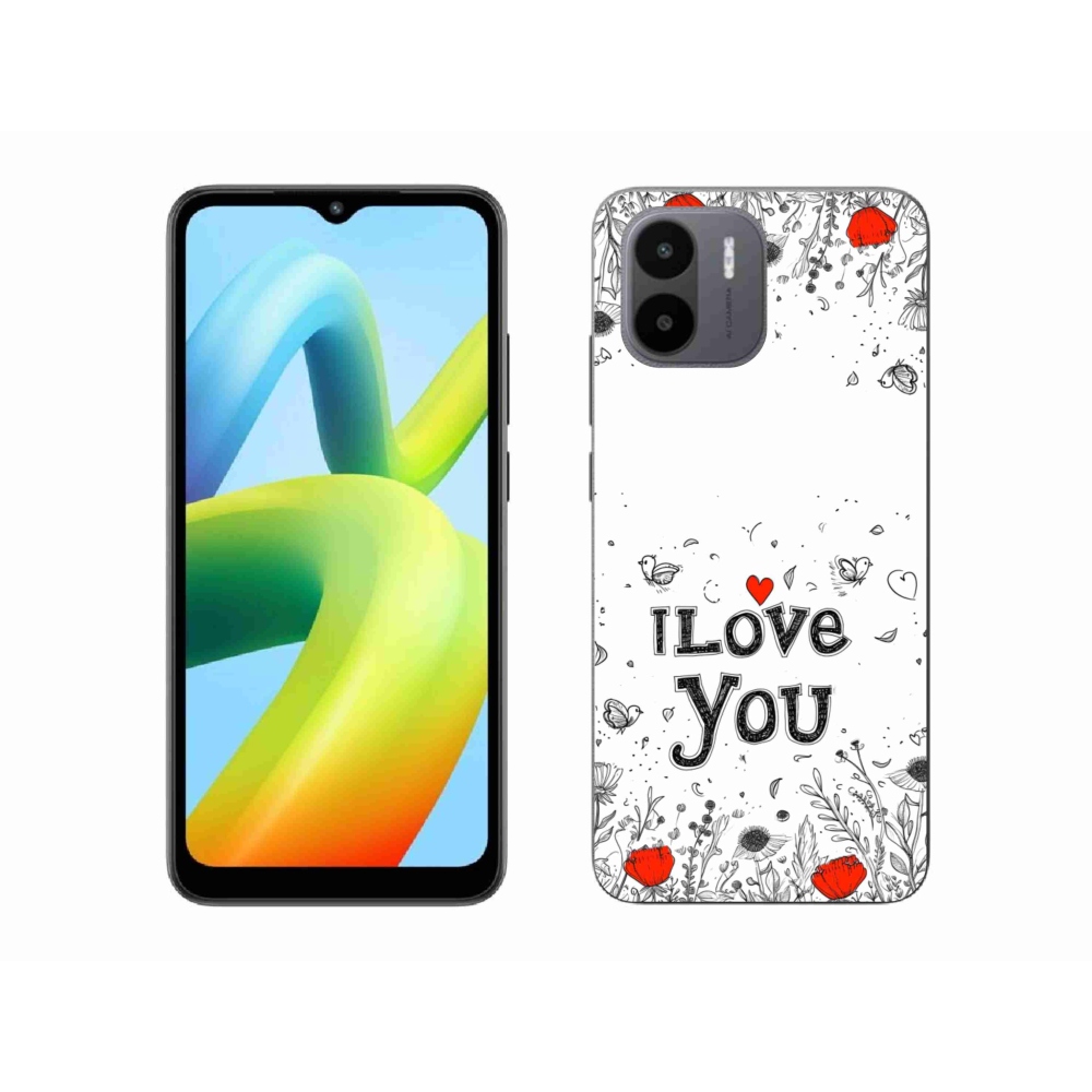 Gél borító mmCase a Xiaomi Redmi A1 4G-hez - I love you fehér háttérrel