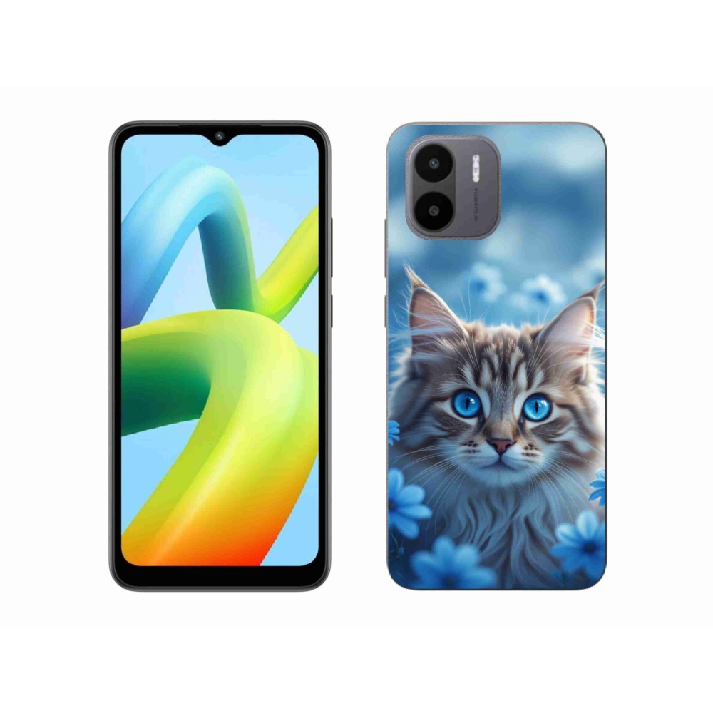 Gél borítás mmCase a Xiaomi Redmi A1 4G-hez - cica kék virágokkal