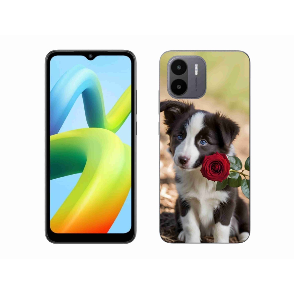 Gél borító mmCase a Xiaomi Redmi A1 4G-hez - aranyos border collie rózsával