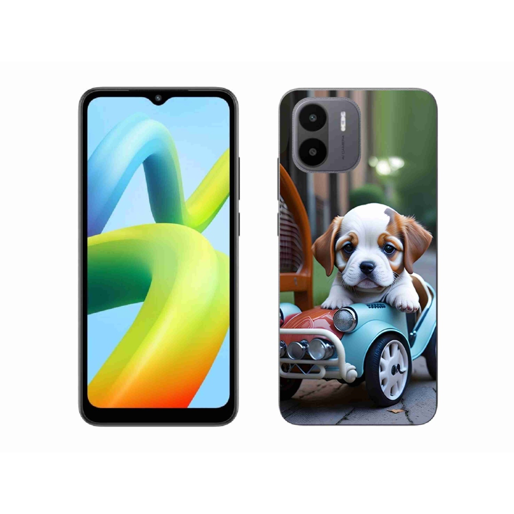Gél borítás mmCase a Xiaomi Redmi A1 4G-hez - kiskutya a retro autóban