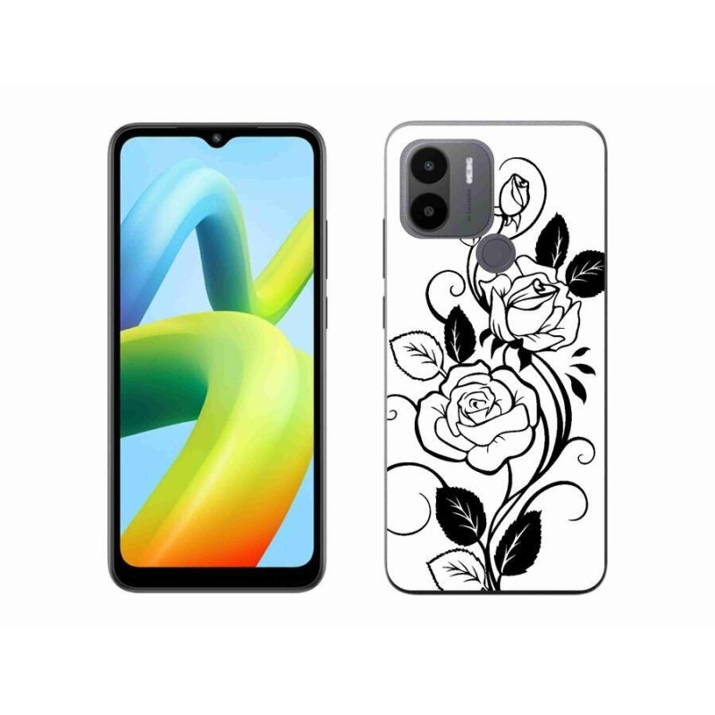 Gél borítás mmCase a Xiaomi Redmi A1+/A2+ készülékhez - fekete és fehér rózsa