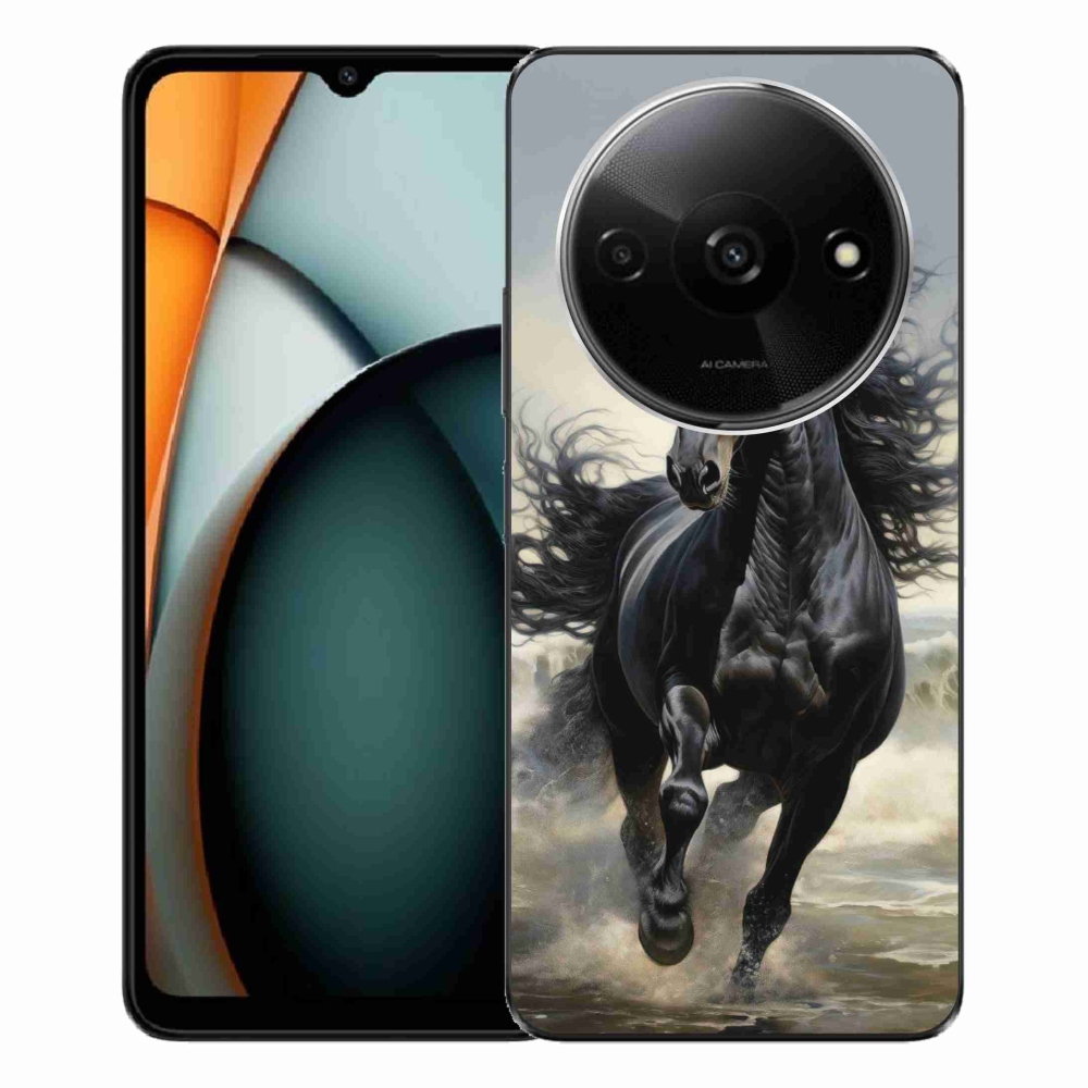 Gél borítás mmCase a Xiaomi Redmi A3-hoz - futó fekete ló