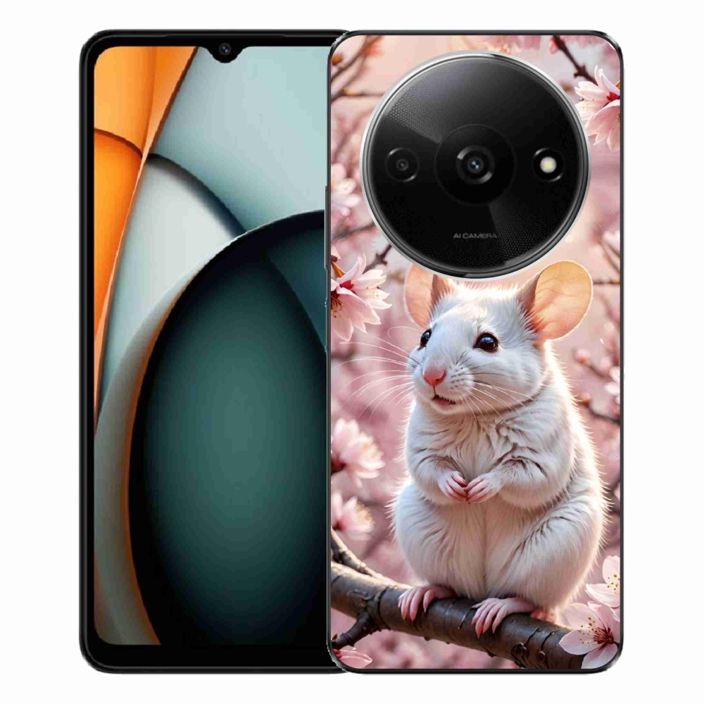 Gél borító mmCase a Xiaomi Redmi A3-hoz - fehér egér az ágon