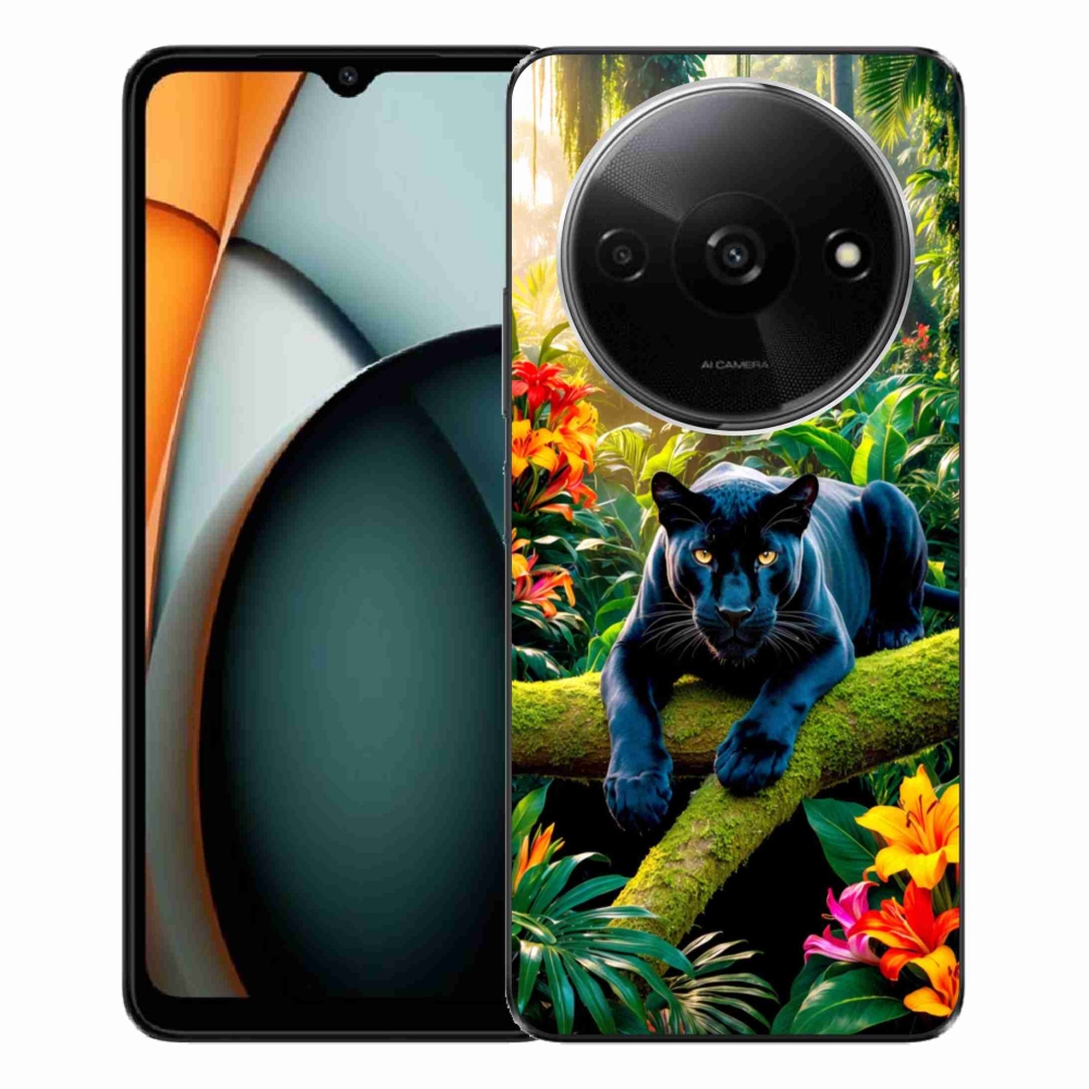 Gél borítás mmCase a Xiaomi Redmi A3-hoz - fekete párduc a dzsungelben