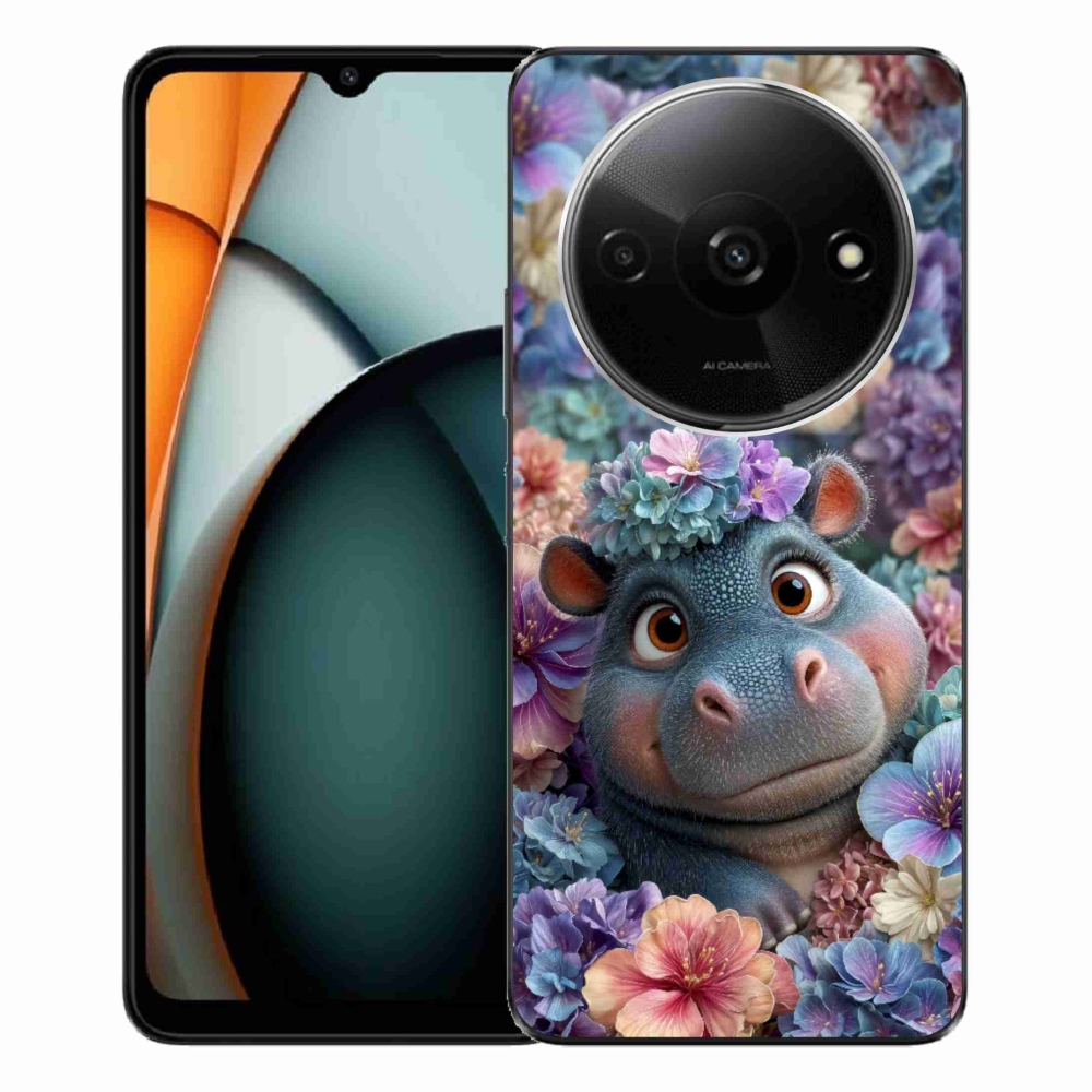 Gél borítás mmCase a Xiaomi Redmi A3-hoz - víziló virágokban