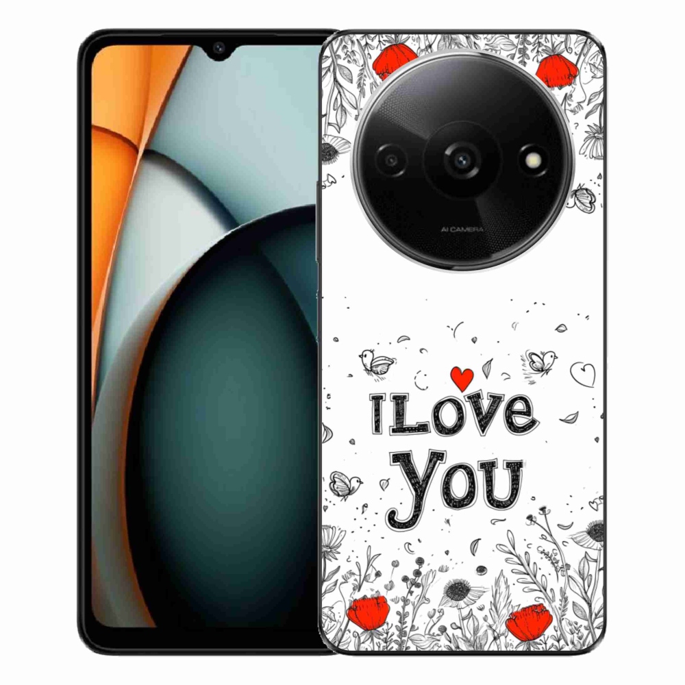 Gél borító mmCase a Xiaomi Redmi A3-hoz - I love you fehér háttérrel