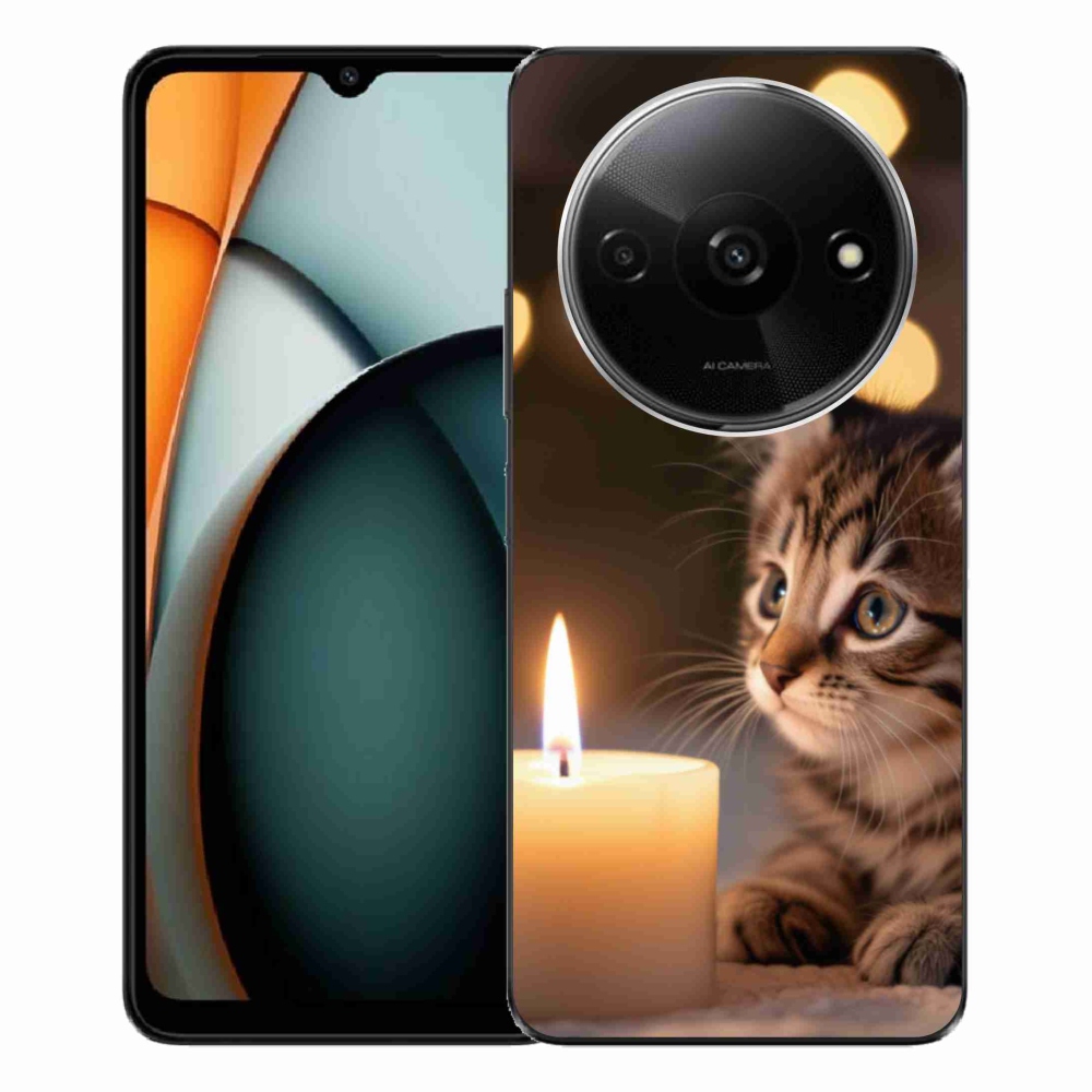 Gél borítás mmCase a Xiaomi Redmi A3-hoz - cica és gyertya