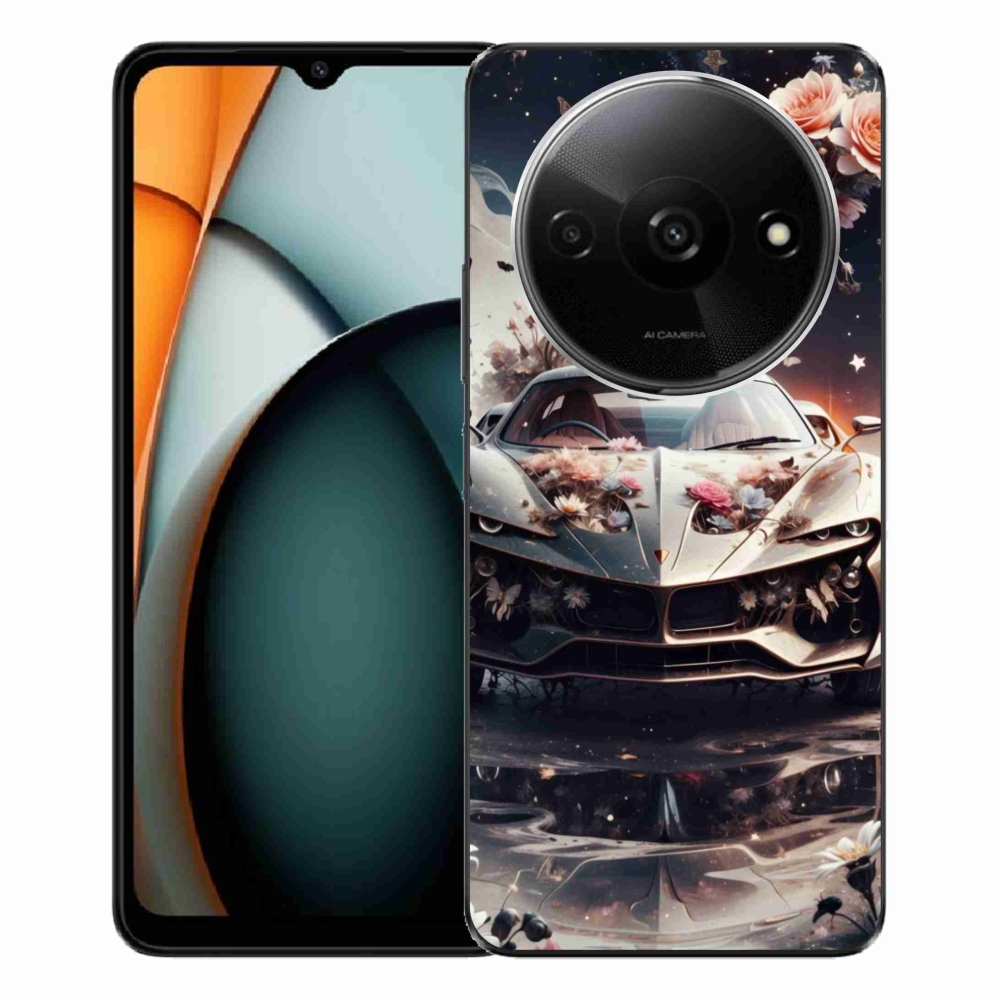 Gél borítás mmCase a Xiaomi Redmi A3-hoz - virágos autóval