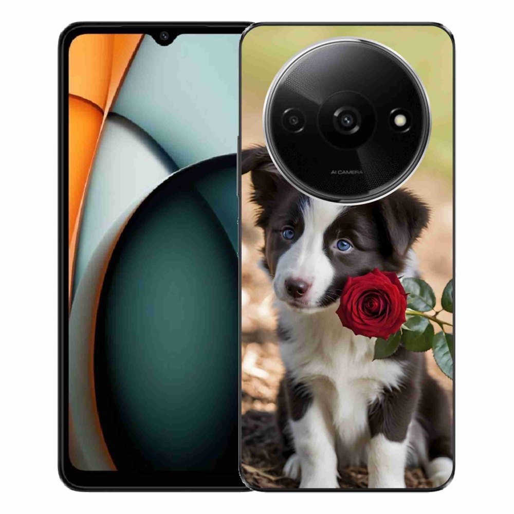 Gél borítás mmCase a Xiaomi Redmi A3-hoz - aranyos border collie rózsával