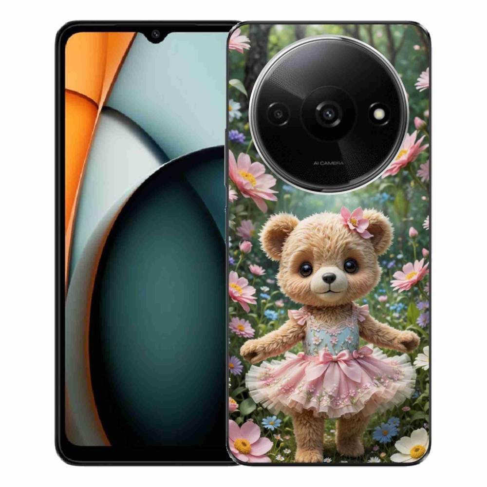 Gél borítás mmCase a Xiaomi Redmi A3-hoz - aranyos mackó virágokkal