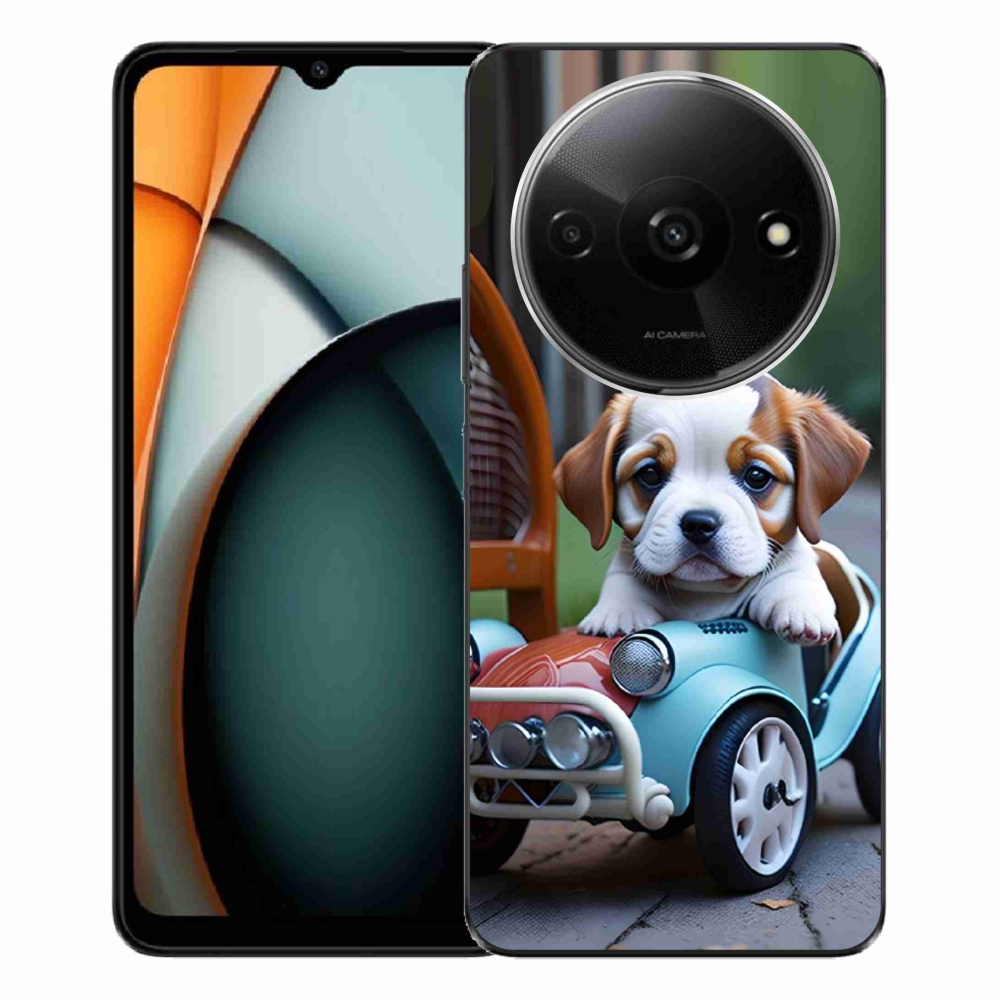 Gél borítás mmCase a Xiaomi Redmi A3-hoz - kiskutya a retro autóban