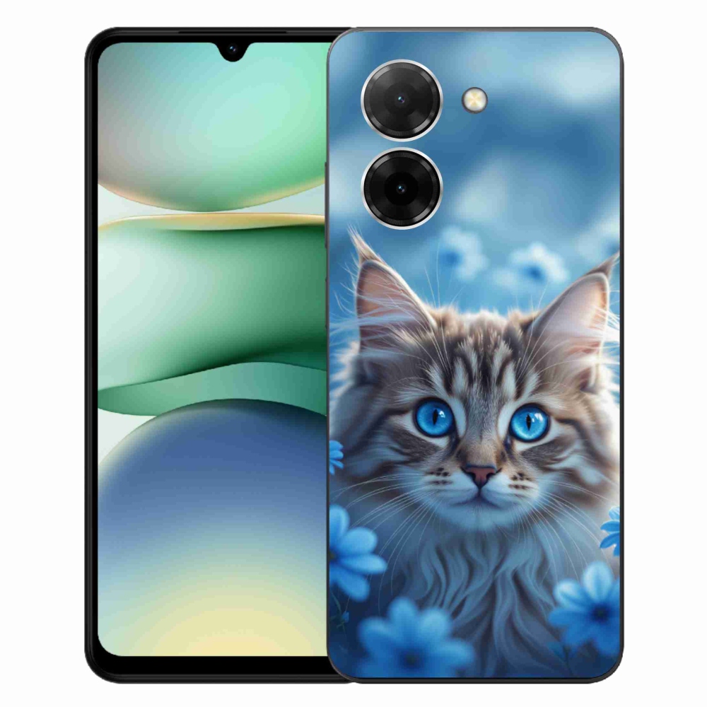 Gél borítás mmCase a Xiaomi Redmi A5 171mm - cica kék virágokkal