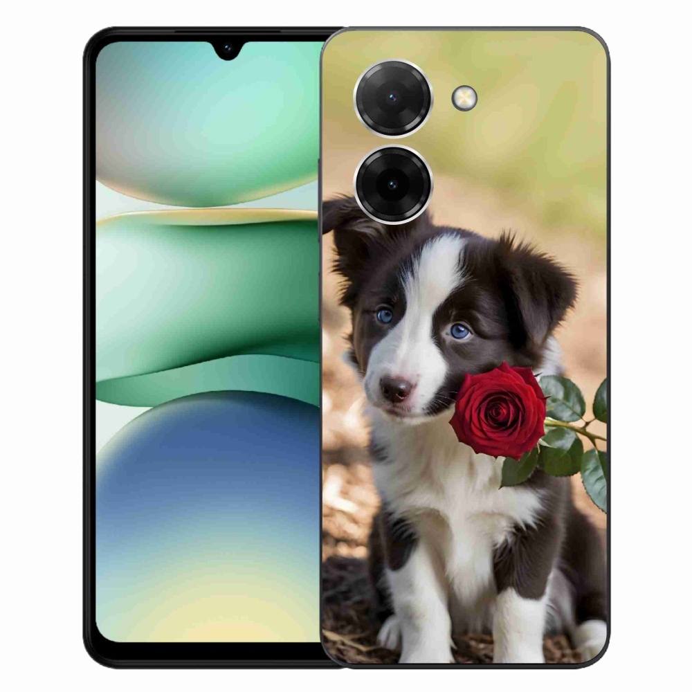 Gél borítás mmCase a Xiaomi Redmi A5 171mm számára - aranyos border collie rózsával
