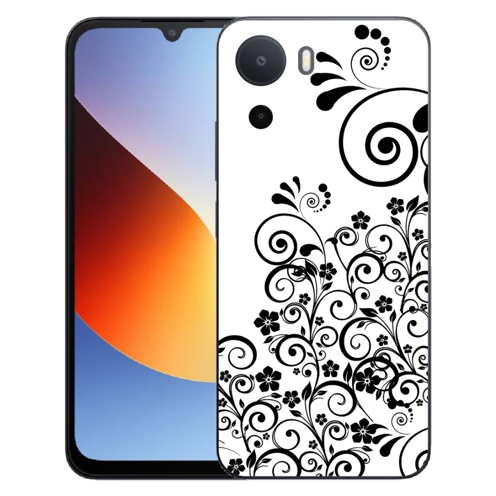 mmCase gél tok a Xiaomi Redmi A7 Pro-hoz – fekete-fehér virágminták