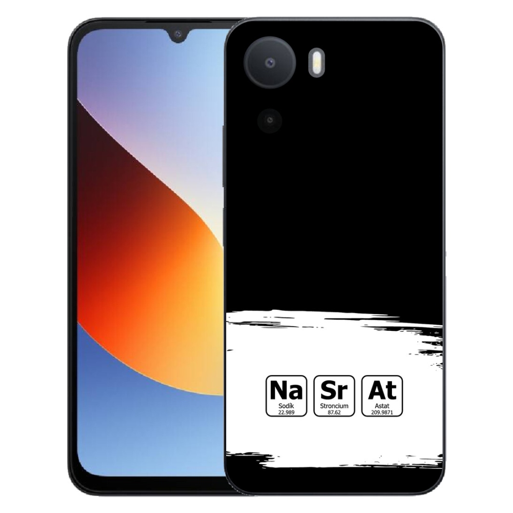 mmCase gélhuzat a Xiaomi Redmi A7 Pro-hoz – kémiai elemek fehér-fekete háttérrel