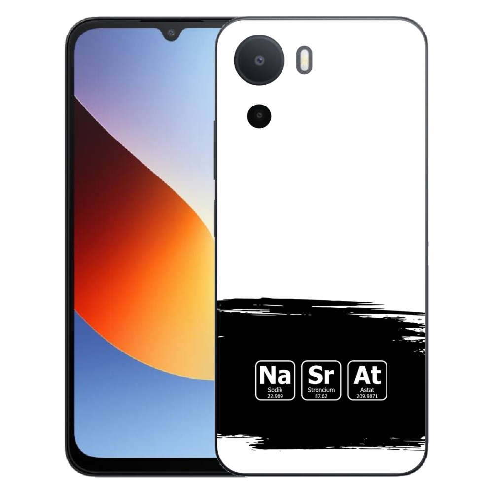 mmCase géltok a Xiaomi Redmi A7 Pro-hoz – kémiai elemek fekete-fehér háttérrel