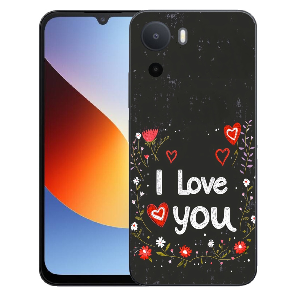 mmCase géltok a Xiaomi Redmi A7 Pro-hoz – „I love you” fekete háttérrel