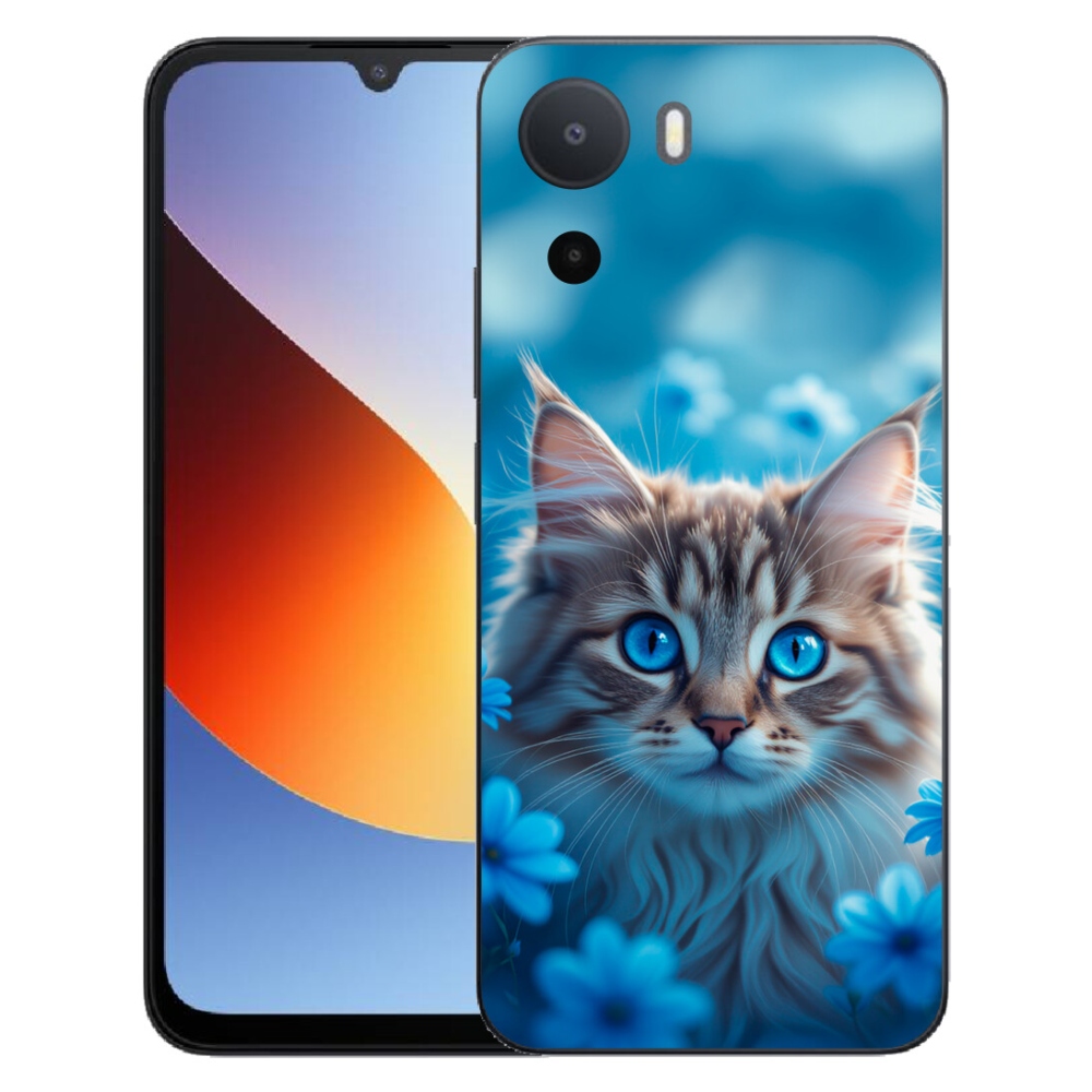 mmCase gél tok a Xiaomi Redmi A7 Pro-hoz – kiscica kék virágokkal
